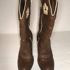 CANDIES COWBOY BOOTS BROWN WOMEN SIZE 9.5 HEEL 3IN